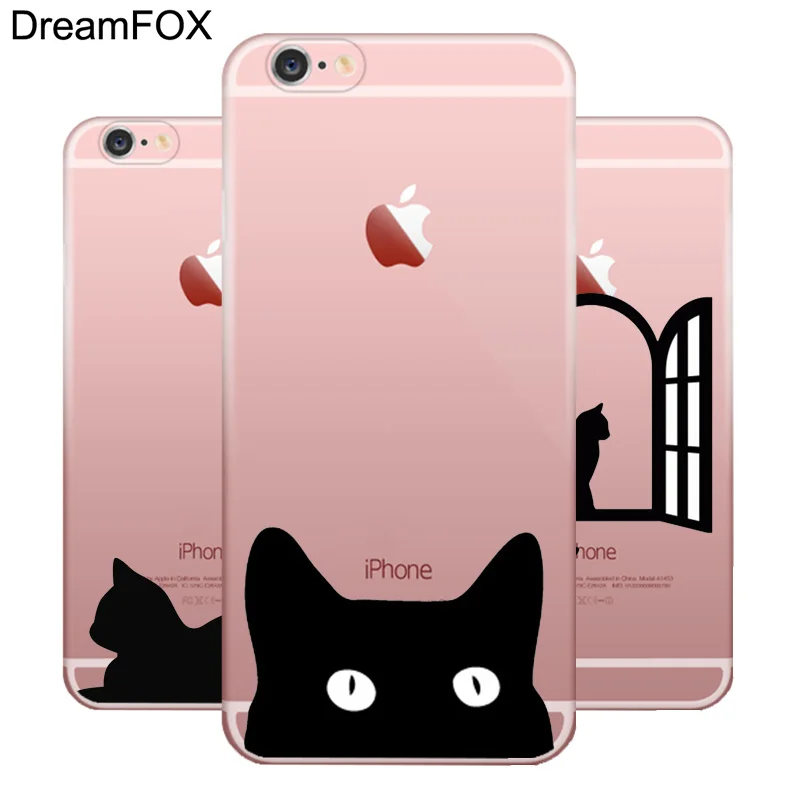 Kopen DREAMFOX L013 Leuke Kat Soft TPU Silicone Case Cover Voor Apple iPhone X XR XS Max 8 7 6 6 s Plus 5 5 s SE 5C 4 4 s