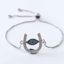 Золотая, серебряная цепочка micro pave cz Циркон кубический цирконий веревочный браслет с регулировкой макраме подковы глаз браслет xch323 Модные женские