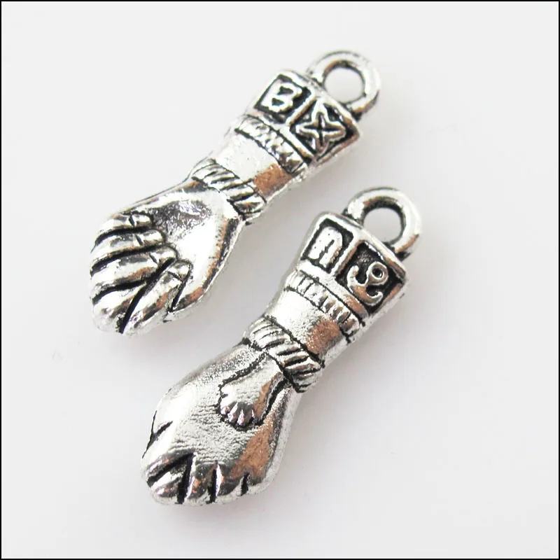 6Pcs Antiqued Silver Tone 3D Fist Hand Charms Pendants 7.5x22.5mm-in ...