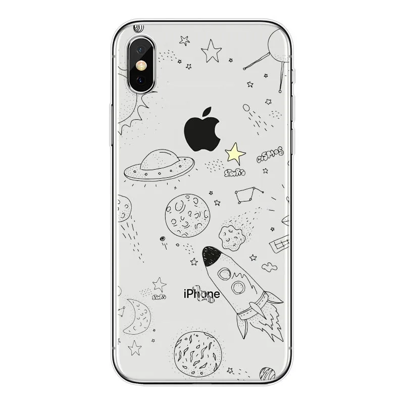 Прозрачный чехол для телефона iphone 6 астронавт воздушного корабля со звездами iphoneX