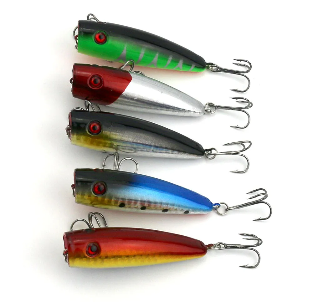 Iscas de Pesca Hengjia cm Popper Top Água Rígido Plástico Abs Oscilação Pike Baixo Pesca Tackles 50 Pcs 9g 7 4 de pesca popper top água iscas de