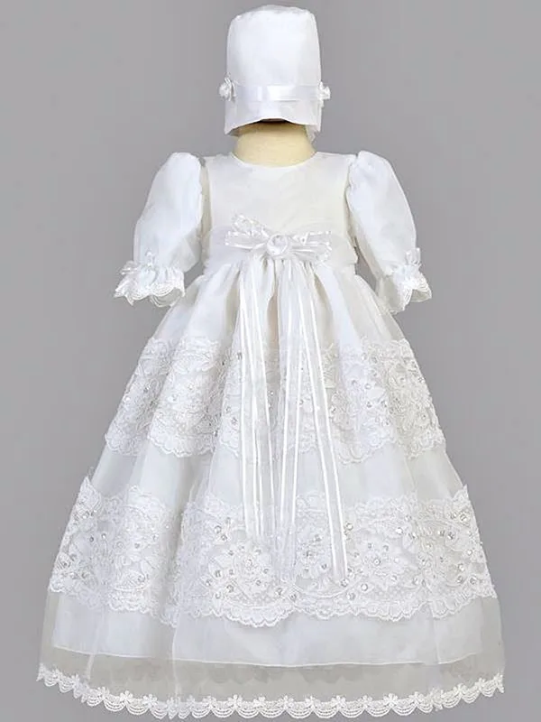 

2016 Baby Girl Handmade Christening Gowns Baptism Lace Todder White/Ivory First Communion Dresses 0-24month WITH BONNET