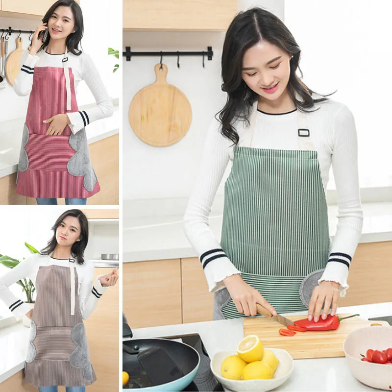 1pcs Adjustable Home Kitchen Pocket Cooking Apron Waterproof Erasable Hand With Pocket Apron Kitchen Baking Tool Accessories