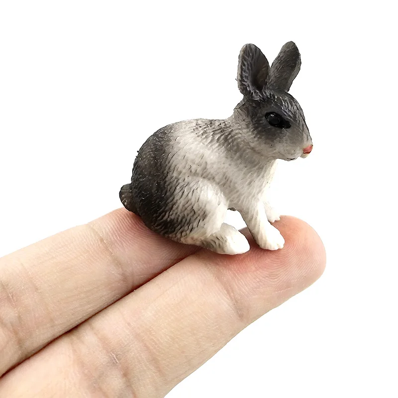 Моделирование кролика животных модели игрушки фигурка маленький заяц лес дикие животные пластиковые украшения развивающие игрушки подарок для детей