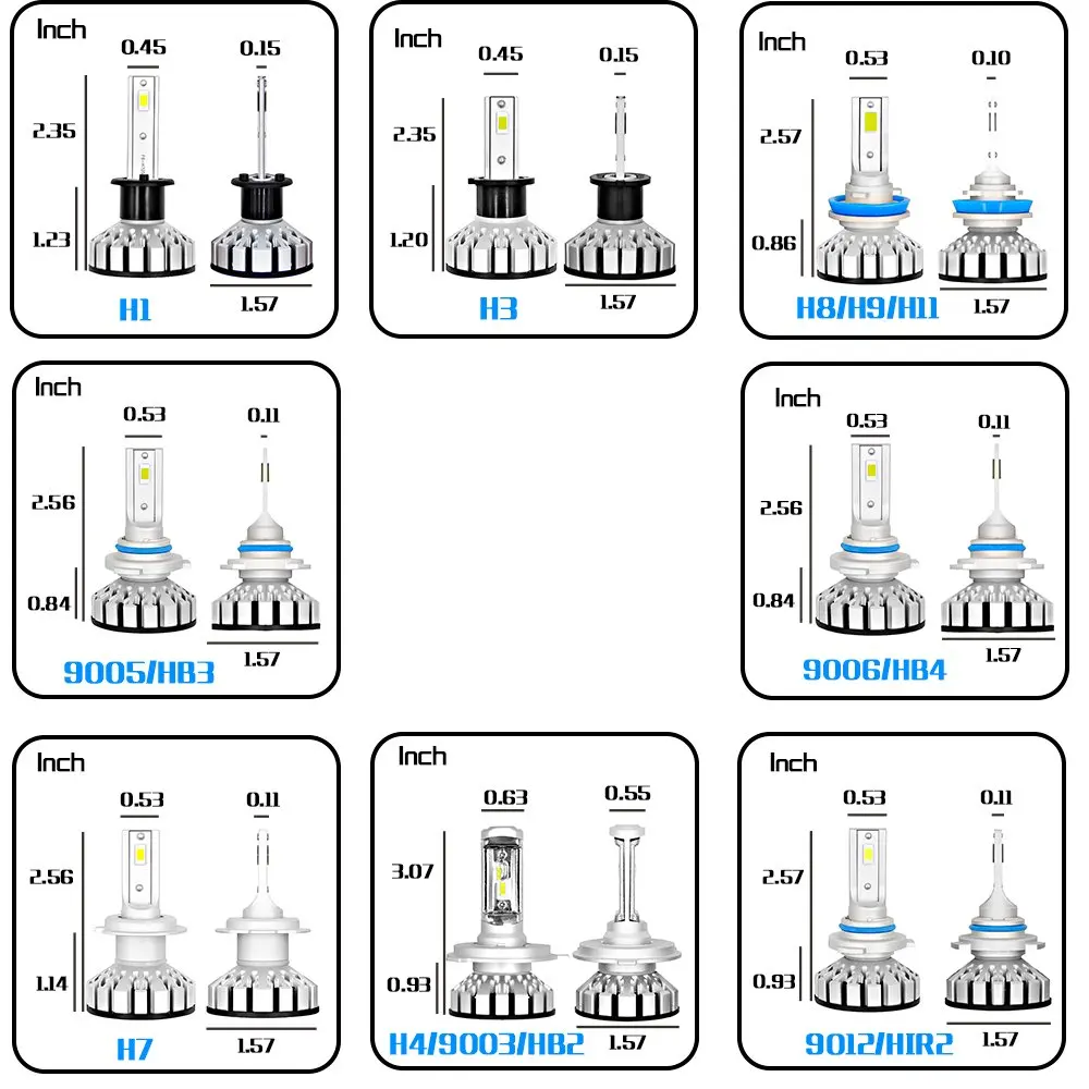SCANDIAG 9005/HB3 LED High Beam Headlight Bulbs Conversion Kit, H10 Light Bulbs - White 8000lm 6000K-2pcs