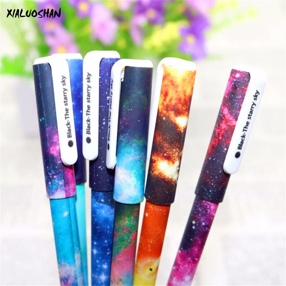 6 Pcs/lot 0.38mm Black Cute Gel Pen Signature Pen Escolar Papelaria Cute Cartoon Star Serie