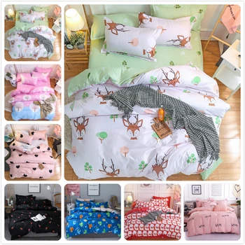 

Single Twin Full Queen King Size 3pcs/4pcs Bedding Set Soft Cotton Bed Linens 150x200 180x220 200x230 Duvet Cover Bedclothes Kid