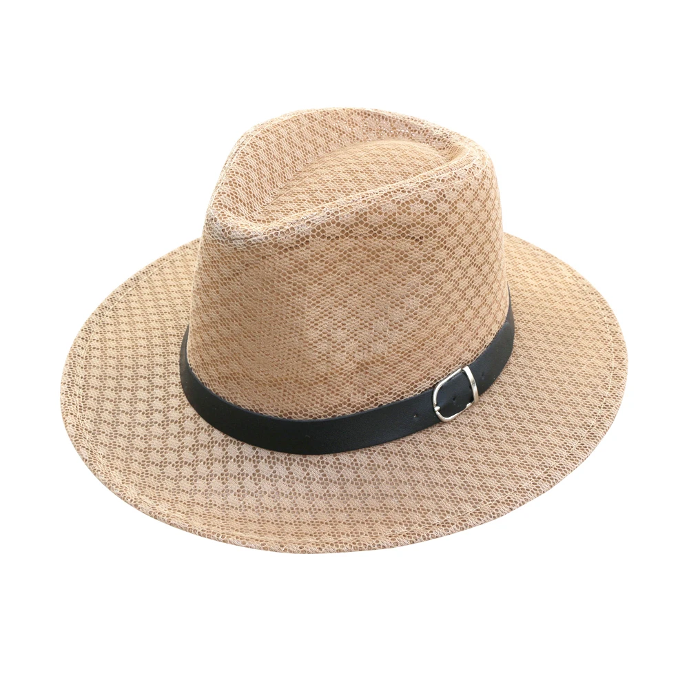 Sombrero para el sol con cadena de cuero gorro plano de ala ancha, sombreros de playa con de sol para hombre| - AliExpress