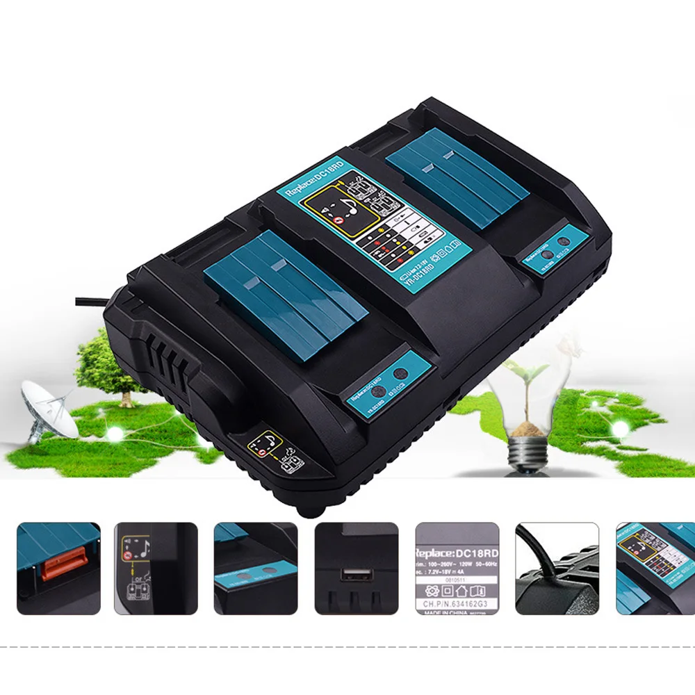 

Power Tool Battery Charger Dual USB Port Fast 3A Output For Makita 14.4V 18V BL1415 BL1430 BL1840 BL1830 BL1440