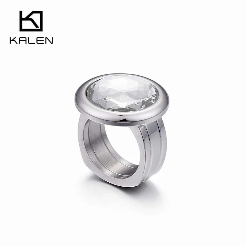 KALEN, 1 шт., нержавеющая сталь, болгарийское золото, кольца для женщин, Богемия, цветной камень, кольца на палец, размер 6, 7, 8, 9, дешевые кольца, ювелирные изделия - Цвет основного камня: KR46033-K