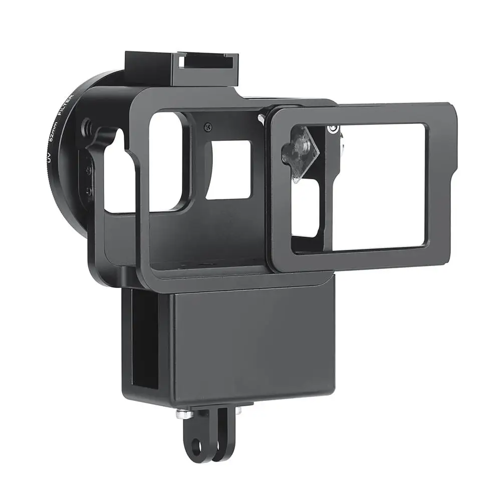 

Black Mount for Microphone Case for GoPro Hero 7 6 5 Protective Vlogging Cage Vlog Cage Housing Shell Frame Case Cold Shoe r25