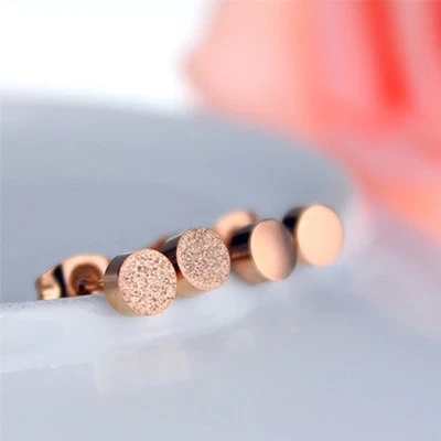 

Lose Money Promotion Wholesale Hot Selling Titanium Steel Rose Gold Color Frosted Earrings Woman Fashion Jewelry Never Fade