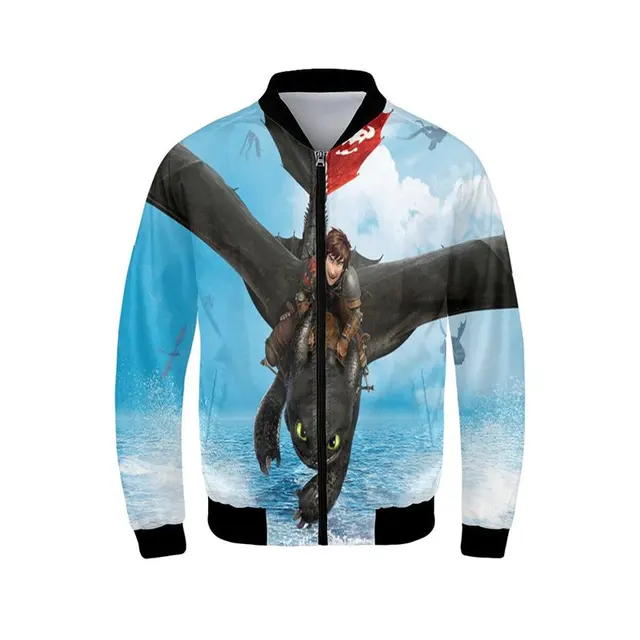 Men's Bomber Jacket Fashion How To Train Your Dragon 3D Printed Cartoon