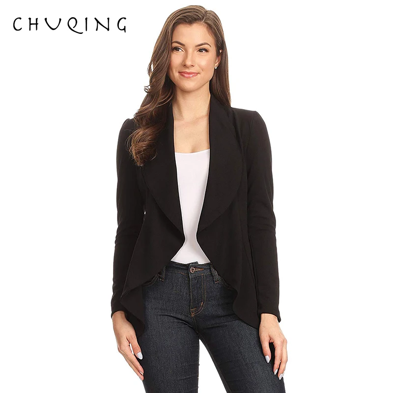 

CHUQING 2019 Autumn and Winter Long-sleeved Fashion Temperament Irregular Small Suit Jacket Shirt Chic Suit Work Clothes