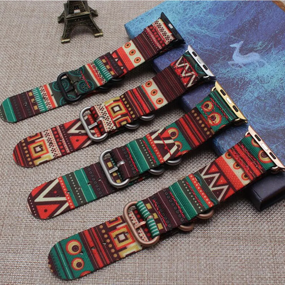 

nylon strap for apple watch band 42mm 38mm 44mm 40mm iwatch series 4 3 2 1 watchband bracelet belt National style camouflage