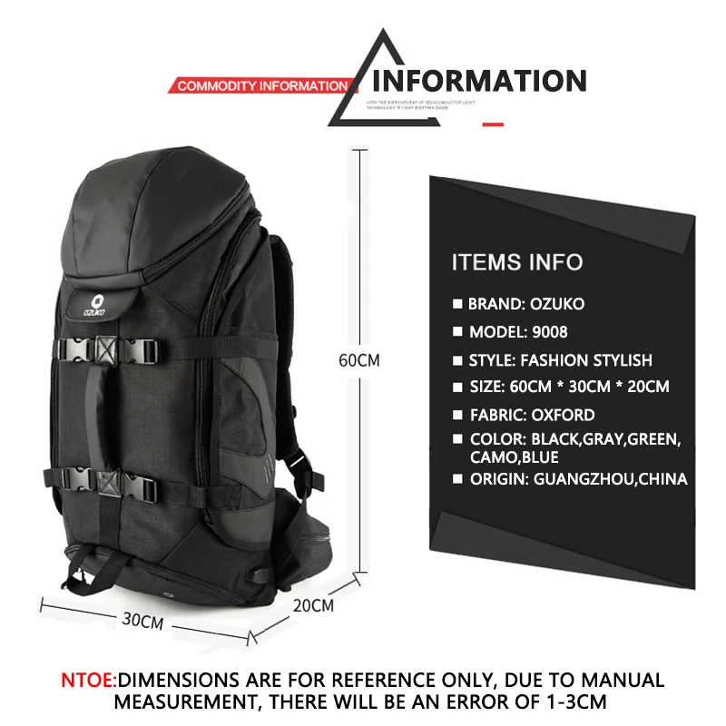 Модный мужской рюкзак для путешествий многофункциональный большой емкости Водонепроницаемые альпинистские сумки мужские зарядка через usb багаж для ноутбука