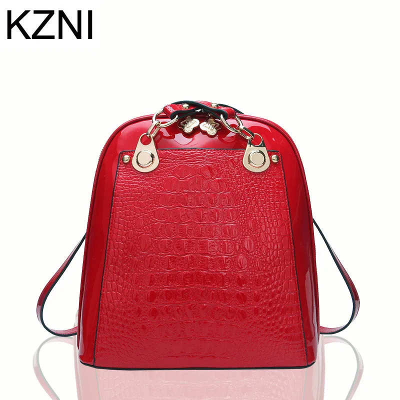 

KZNI women leather luxury big realer fashion large business casual 2016 autumn winter genuine female backpack sac bolsa L030871