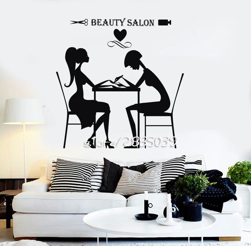 Beauty Salon Hair Stylist Wall Stickers Nail Spa Wall Decal Removable Hot  Selling Wallpaper Artistic Design Wall Tattoo SA905 - AliExpress Home &  Garden