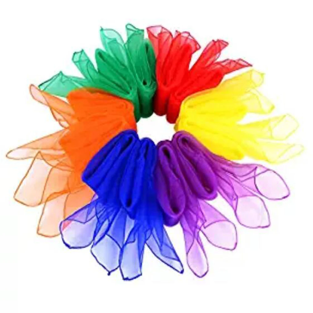 

12Pcs 28 X 28 Inches Square Juggling Silk Dance Scarf Magic Trick Performance Props Accessory Movement Scarves Rhythm Band