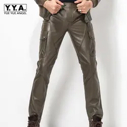 2019 новые Pantalones De Hombre Calcas плюс размер 29-35 модные кожаные брюки мотоциклетные брюки мужские из натуральной кожи прямые брюки