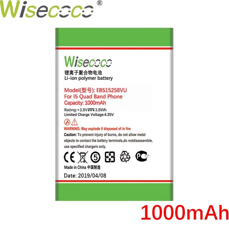 Батарея WISECOCO 1000 мАч EB515258VU для PXpnoe i5 четырехдиапазонный телефон PX I5 ТВ Wi Fi в