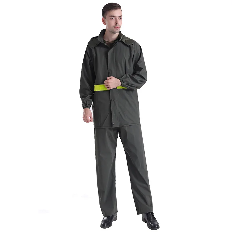 

Men's Raincoat Motorcycle Riding Thick Raincoat Rain Pants Set Waterproof Weatherproof Jacket Adult Man with Safety Reflective