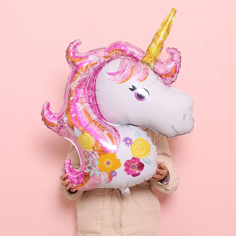 STARLZMU 1 шт Единорог воздушные шары День рождения украшения Детские гелиевые шары с персонажами мультфильмов Единорог вечерние украшения Balony - Цвет: Pink Unicorn