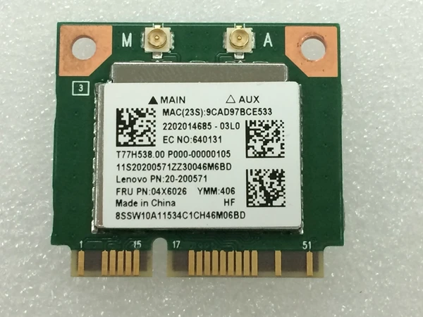 SSEA 802.11AC Половина мини PCI-E WiFi Bluetooth 4,0 Realtek RTL8821AE 2,4/5,0 ГГц карта для IBM lenovo FRU 04X6026