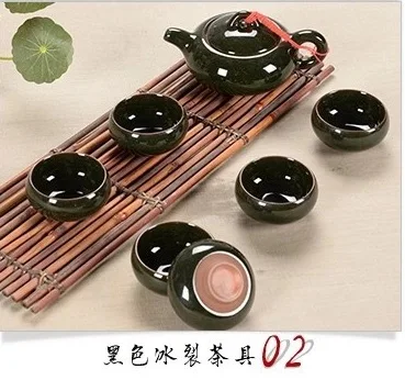 Семь цветов! 7 шт. Crackle Глазурь чайный сервиз, 1 чайник+ 6 чашек глазурованного фарфора Teaset китайская чайная церемония - Цвет: Suit 2