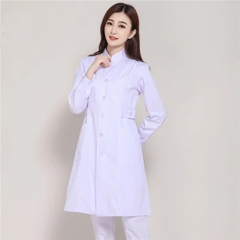 

2017 New Arrival Long Sleeve Hospital Nurse Uniforms Medical Lab Coats Dental Clinic Pharmacy Workwear Gowns White Pink Blue