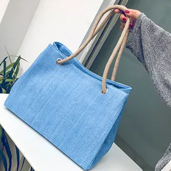 

42*20*32cm Fashion Solid Canvas Shoulder Bags Women Casual Tote Students Girls Pop Large Capacity Bags Female Handbags 10 Colors