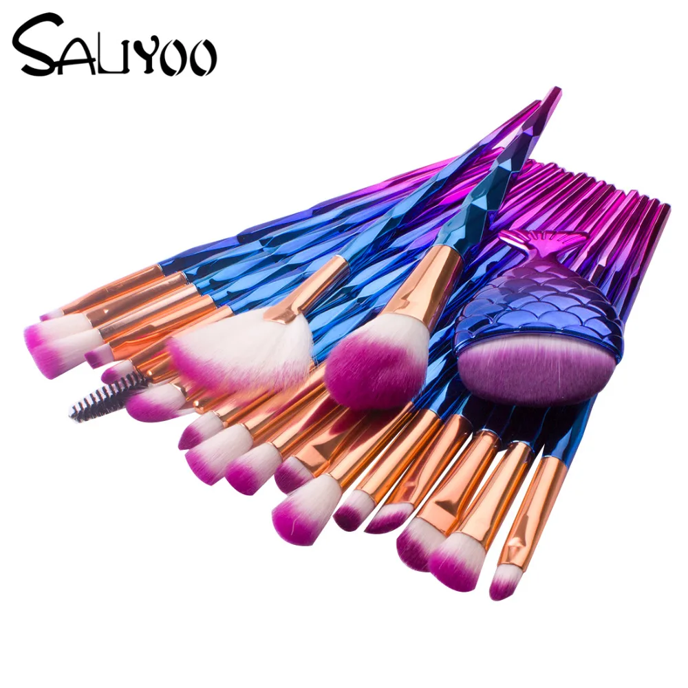 New 20PCS Purple High Quality Makeup Brushes Set Powder Blusher