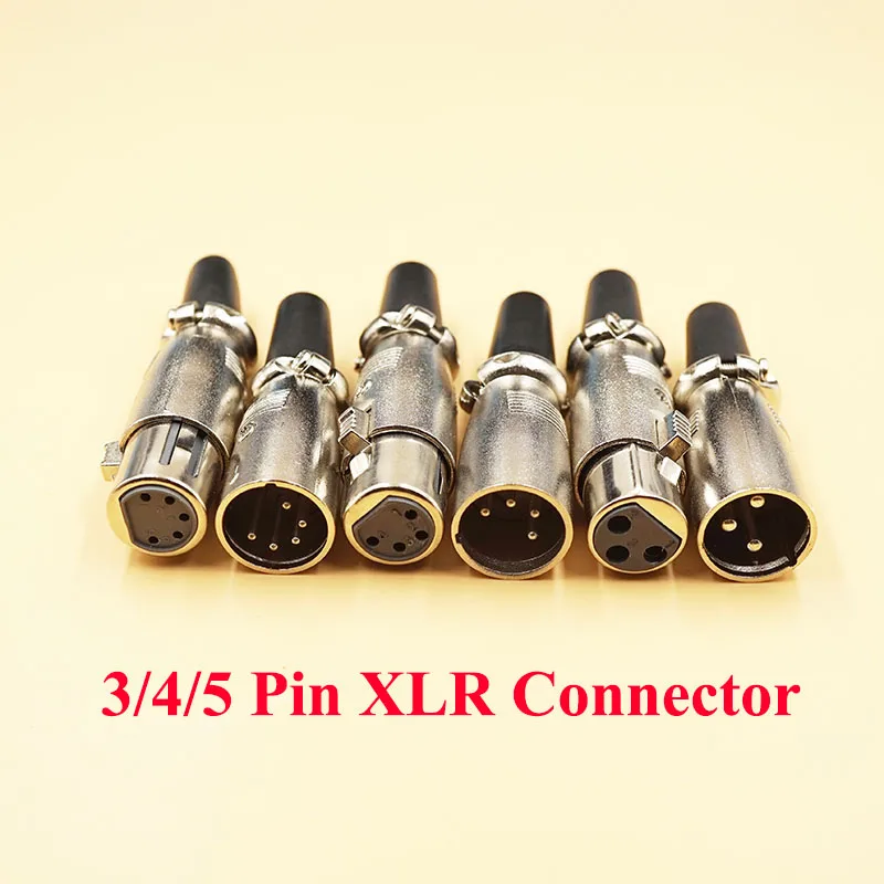 5pcs/lot XLR Microphone Connector 3P/4P/5P XLR Male Plug Connectors