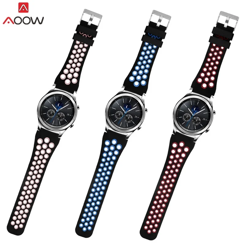 

AOOW Silicone Watch Straps for Samsung Gear S3 R770 Classic Frontier 22mm Hole Type Sport Replacement Bracelet Watchband belt