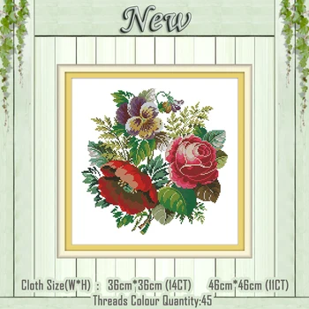 

A bouquet of roses flowers diy painting counted printed on the canvas DMC 11CT 14CT kits Cross Stitch embroidery needlework Sets