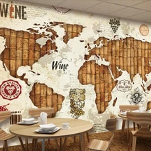 Vintage mapa del mundo vino tinto tapón de roble papel tapiz 3d papel de pared, sala de estar sofá Pared de TV dormitorio cocina restaurante bar café