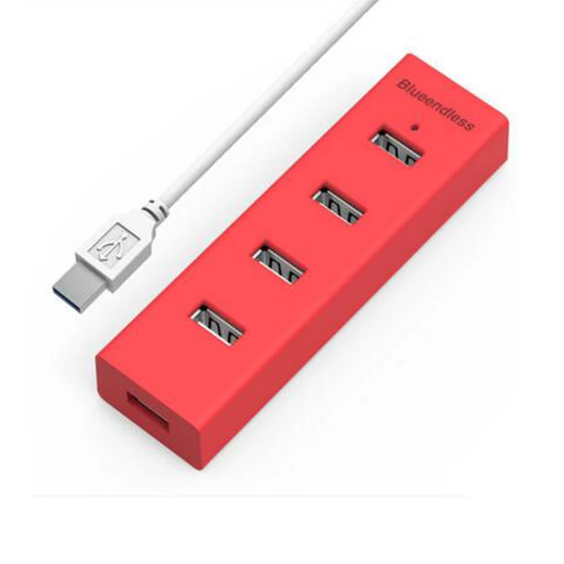 2016 blueendless new 4 Ports USB Hubs with 100cm DC Cable LED Indicator
