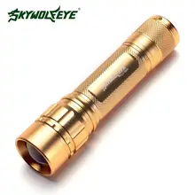 Mini Zoomable 3 Modes LED Focus Aluminum Alloy Torch Gold Lamp Flashlight 3000 Lumen
