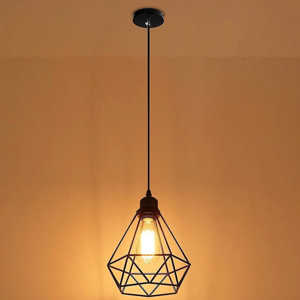 

Romantic Wedding Decor Vintage Lamp Shade Retro Industrial DIY Black Metal Bird Cage Light Shade for Pendant Lights Party Decor