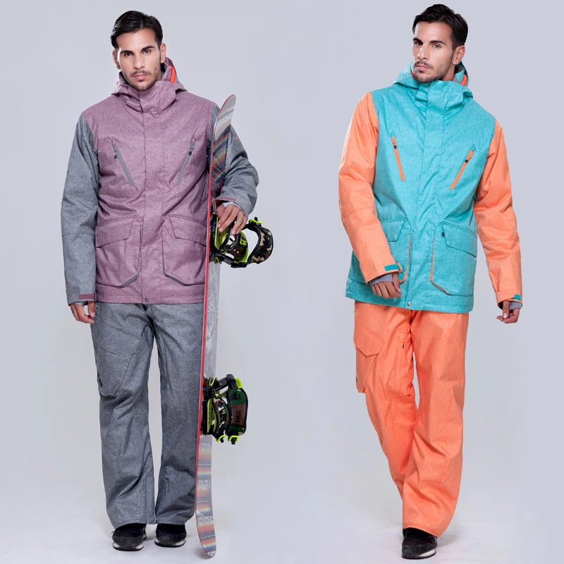 2017 Gsou snow mens ski suit male skiing set snowboard suit color