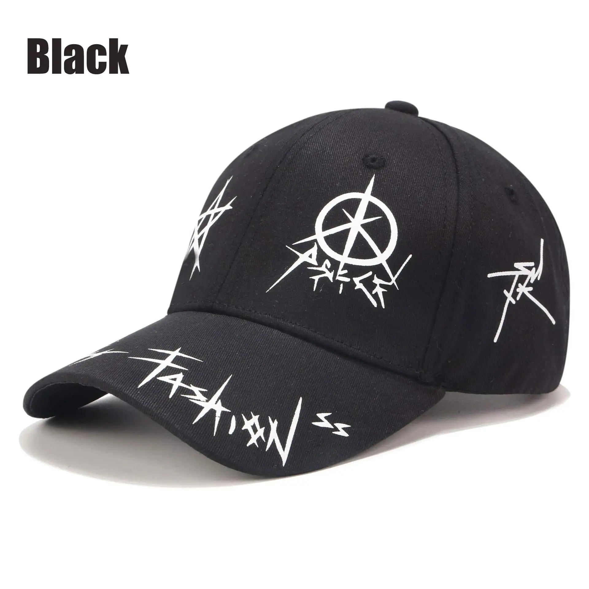 Black RoxCober модные черные белые граффити бейсболки хлопчатобумажные бейсболки Регулируемый козырек от солнца шляпы для гольфа унисекс Лето - Цвет: Black