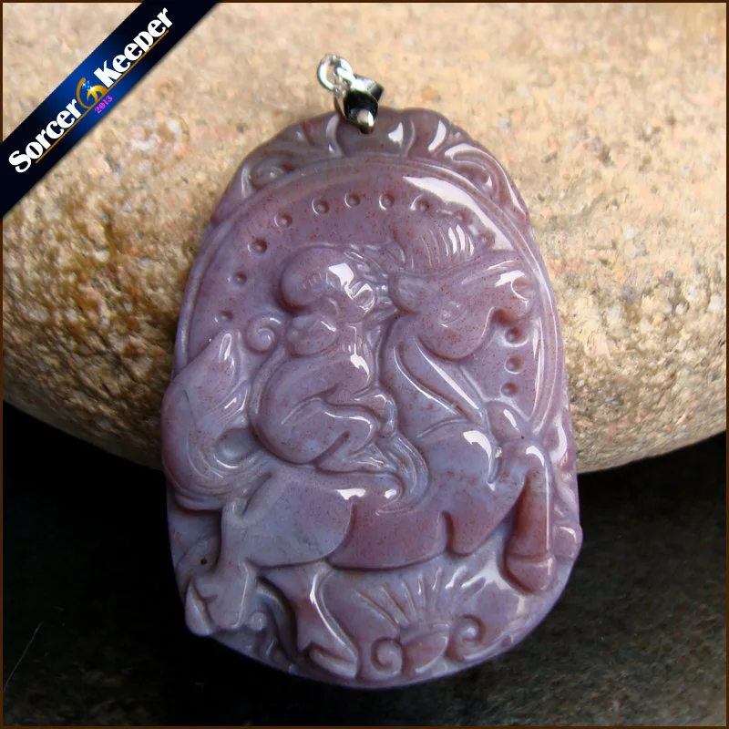 Natural white agate chalcedony hand-carved shell men and women pendant