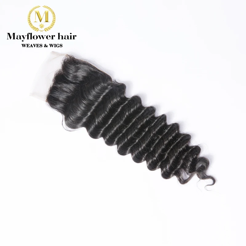 Mayflower Фунми волос Beyonce curl 2/3/4 Связки с 4x4 "застежка натуральный черный дважды обращается волос Remy 8-18" Смешанная Бесплатная доставка