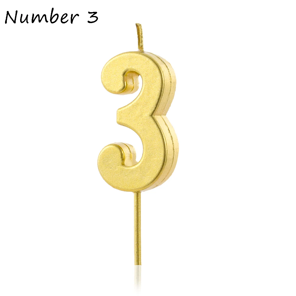1 шт., топпер для торта с цифрами "0-9", золотой Шипованный бриллиант, Топпер для торта на десерт, годовщину, день рождения, украшение, свадебные принадлежности - Цвет: Number 3