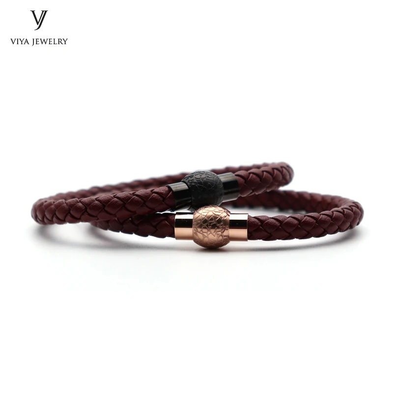 Colorful Braided leather bracelet With Magnet Lock Hardware Magnetic Closure Women Leather Bracelet Best Friendship Gift Has Box(58)