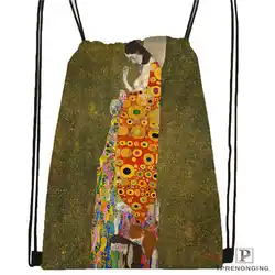 Пользовательские Gustav_Klimt @ 2 Drawstring сумка-рюкзак милый рюкзак дети сумка (черный назад) 31x40 см #20180611-02-98