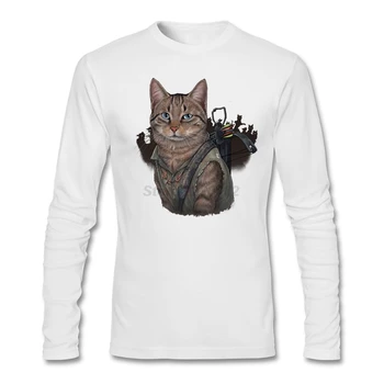 

2019 men Daryl Cat T-shirt Funny Design Tee THE WALKING DEAD t shirt 100% Cotton Full-sleeved toilette For Gentleman