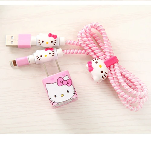 

Cute DIY Wire Rope Protection Suit Spring Cable Winder Data Line Protector DIY Charger Sticker for iPhone 5s 6 6s Plus 7 7 Plus