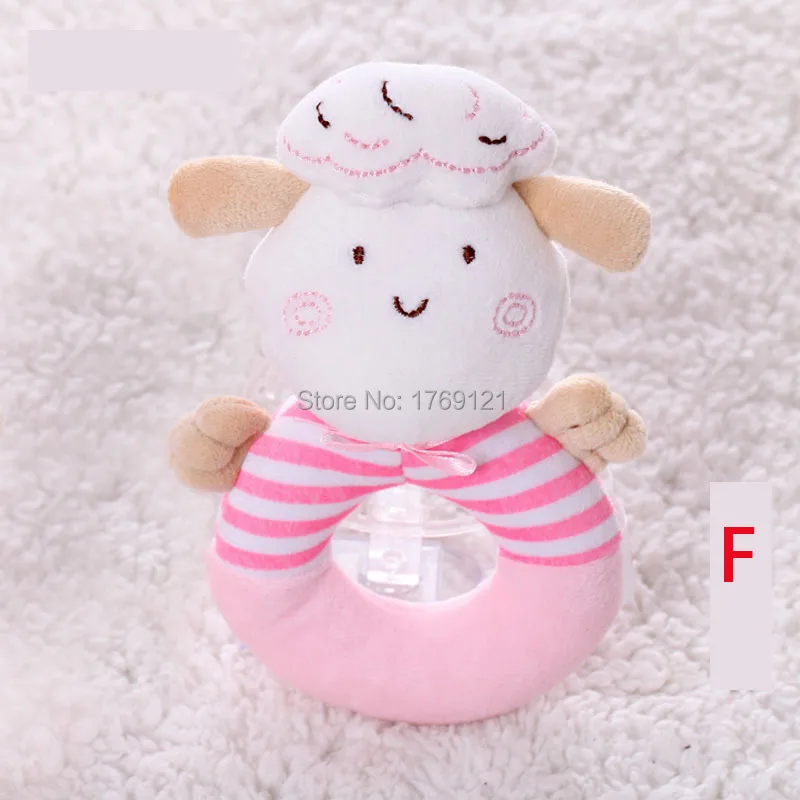 

Cute soft animal model handbells rattles plush toys baby toys with sound for 0-12 months baby