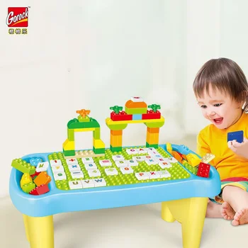 

GOROCK Big Building Blocks SET Multi-functional learning table Desk Educational Toys figures for kids baby High compatibility